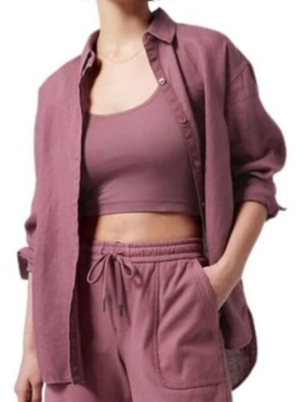 Athleta Playa Tawny Rose Linen Shirt XS